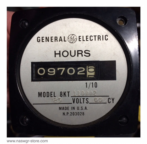 8KT11DAA2 , GE 8KT11DAA2 Hours Meter , 120 Volts , 60 Cy , Model 8KT11DAA2