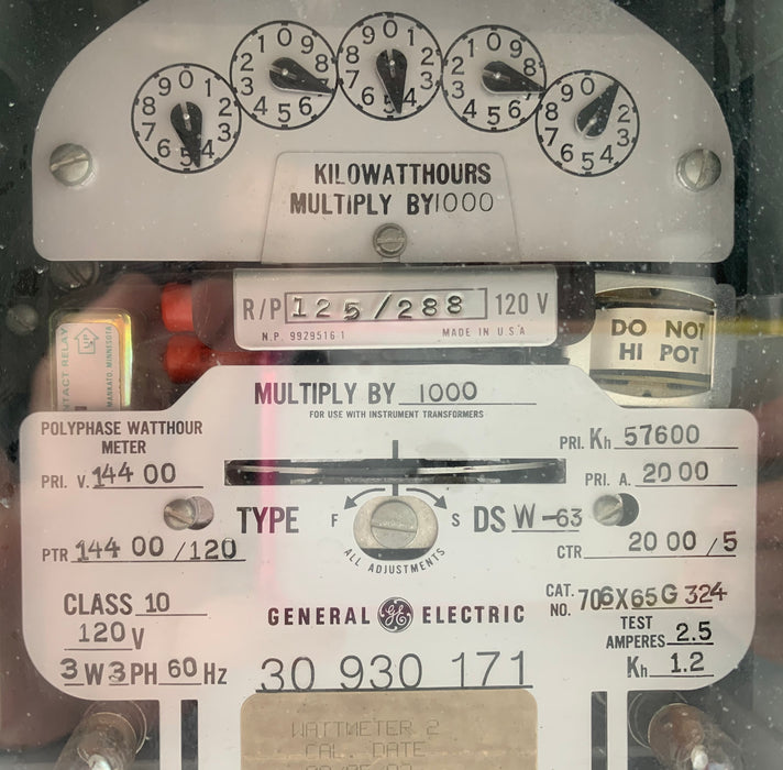 General Electric 706X65G324 Kilowatthours Meter