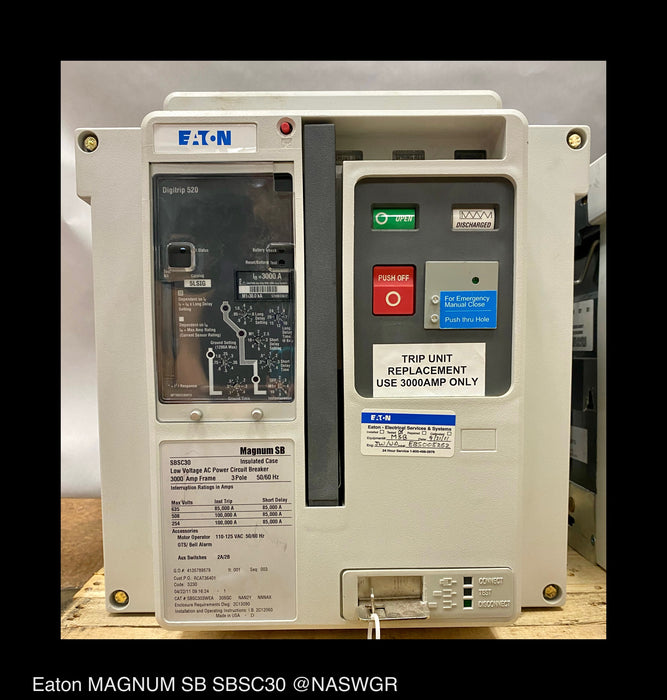 Eaton Magnum SB SBSC30 Circuit Breaker (E/O,D/O) 3000 Amp — North