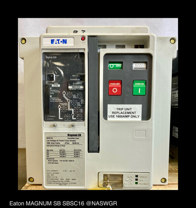 Eaton Magnum SB SBSC16 Circuit Breaker (E/O,D/O) - 1600 Amp