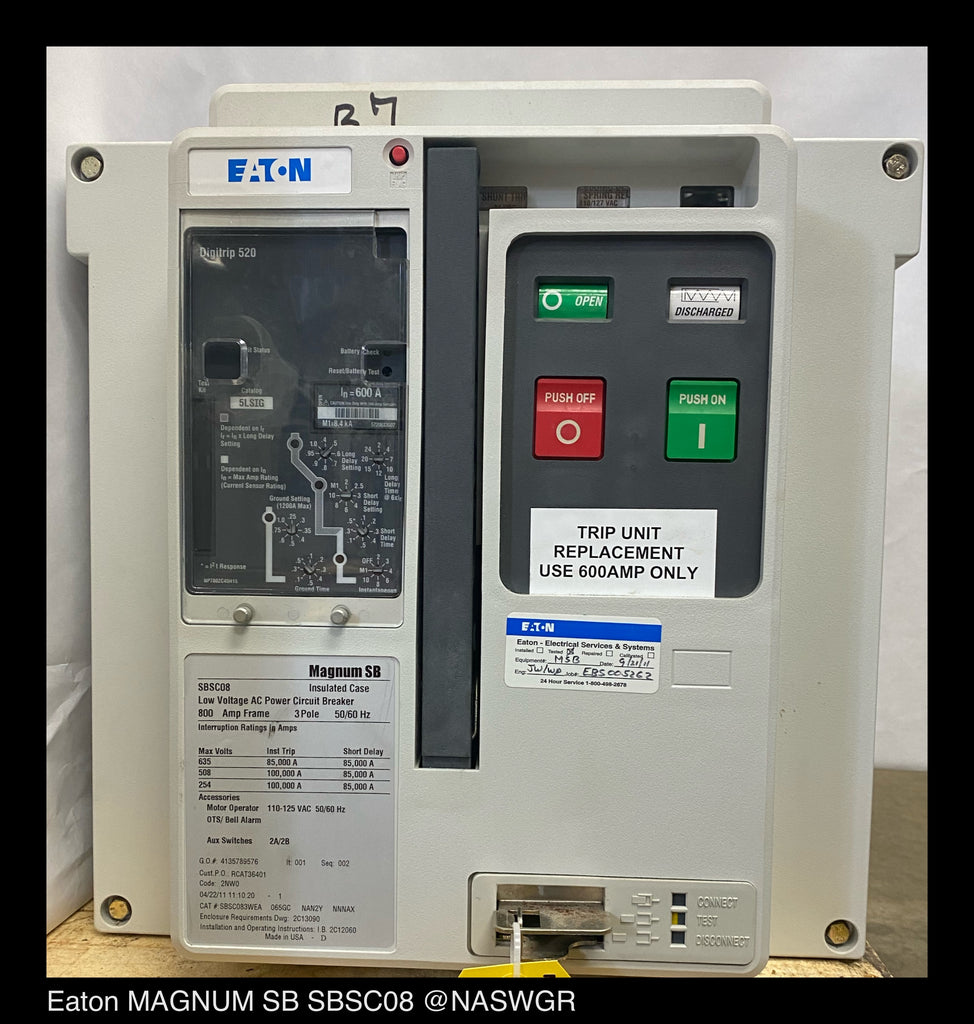 Eaton Magnum SB SBSC08 Circuit Breaker (E/O,D/O) - 600 Amp