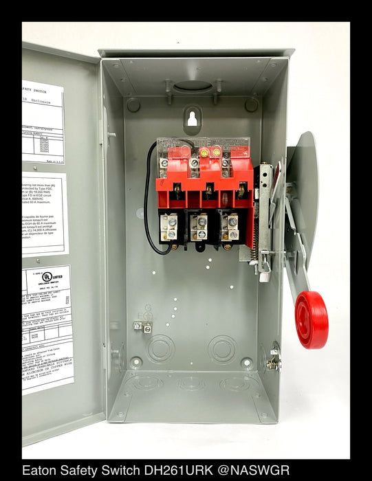 Eaton DH261URK Heavy Duty Safety Switch - 30A/600V/2P/N3R - Unused