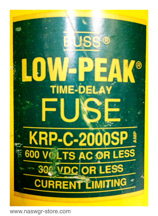 KRPC2000SP , KRP-C-2000SP , Cooper Bussmann KRP-C-2000SP Low Peak Time Delay Fuse , 2000 Amo , 600 Volts AC or less , HRC-L , Class L , KRP-C-2000SP