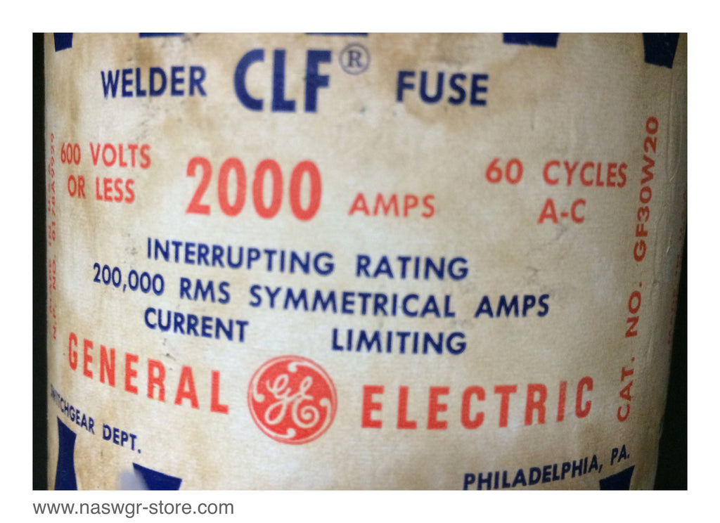GF30W20 , GE GF30W20 Current Limiting Fuse , 2000 Amp , 60 Cycles AC ...
