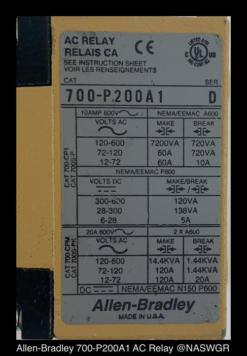 Allen-Bradley 700-P200A1 AC Relay