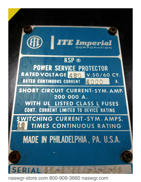 KSP-4000 , ITE KSP-4000 Power Service Protector , 600 volt 4000 amp KSP4000