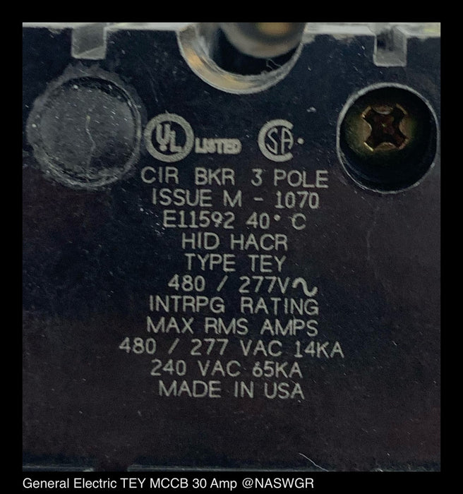 GE TEY Circuit Breaker ~ 30 Amp