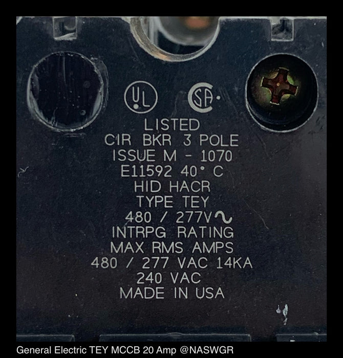 General Electric TEY320 Molded Case Circuit Breaker - 20 Amp