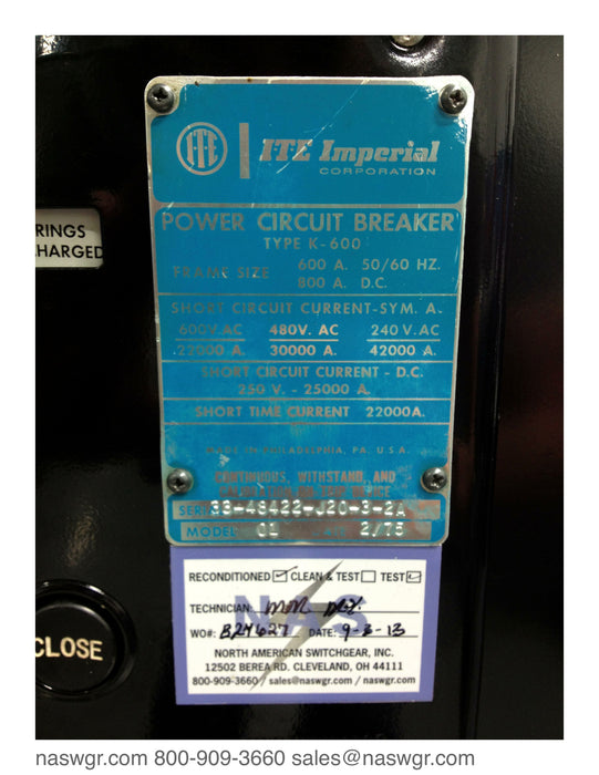 K-600 ~ ITE K-600 Circuit Breaker K-Line ~ MPS-C2000 Trip unit , AC Pro , Power-Shield