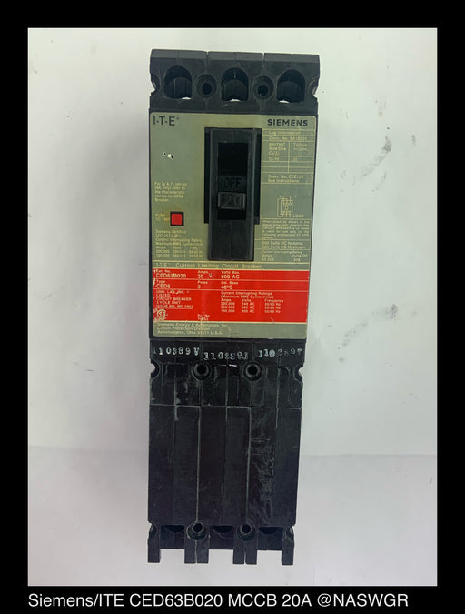Siemens CED63B020 Molded Case Circuit Breaker ~ 20 Amp