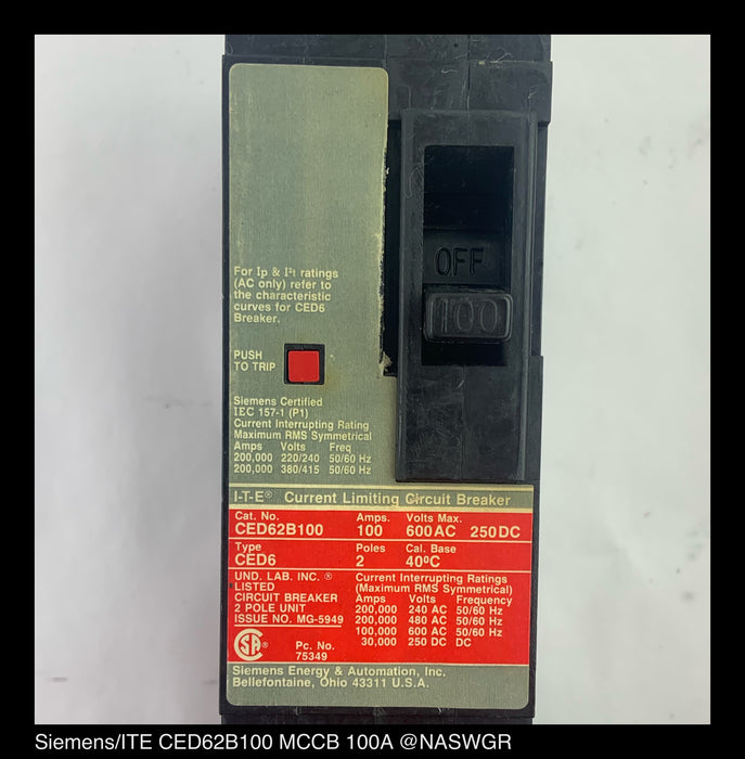 Siemens CED62B100 Molded Case Circuit Breaker - 100 Amp