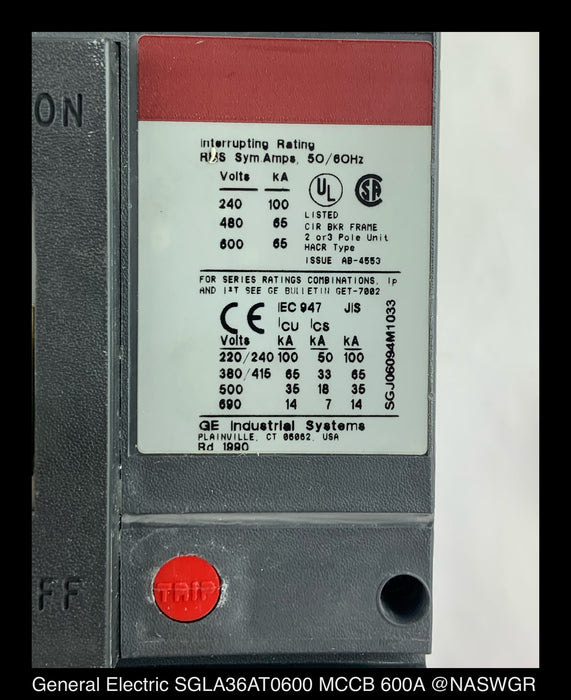 General Electric SGLA36AT0600 Molded Case Circuit Breaker - 400 Amp