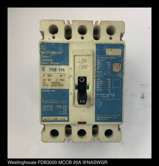 Westinghouse FDB3020 Molded Case Circuit Breaker ~ 20 Amp