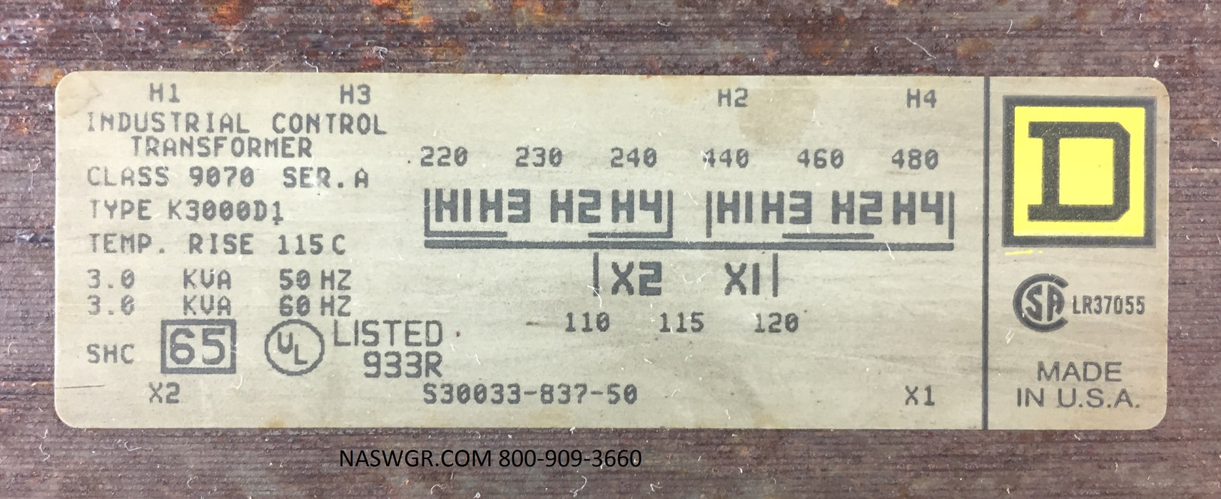 Square D K3000D1 Control Transformer