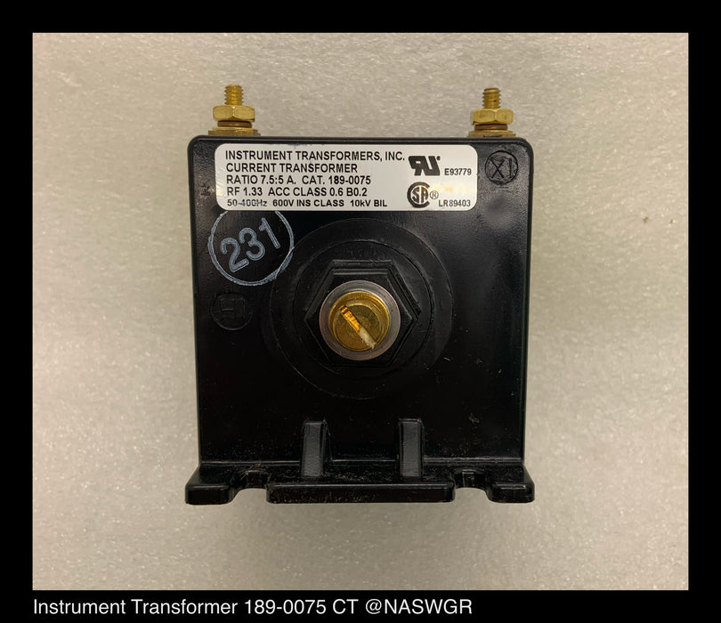 Instrument Transformers 189-0075 Current Transformer ~ Unused Surplus