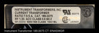 Instrument Transformers 189-0075 Current Transformer ~ Unused Surplus