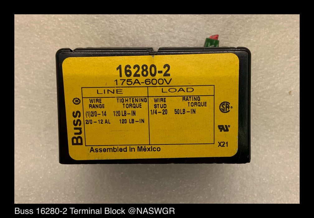 Buss 16280-2 Terminal Block ~ Unused Surplus