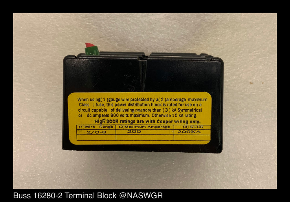 Buss 16280-2 Terminal Block ~ Unused Surplus