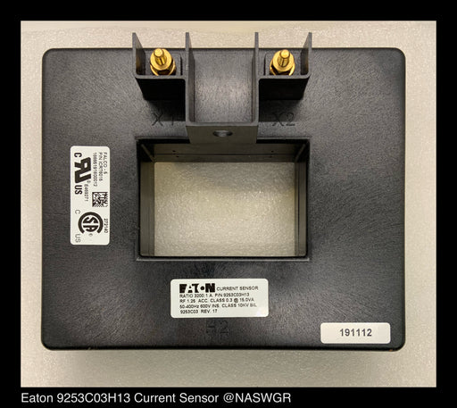 Eaton 9253C03H13 Neutral Current Sensor - 3200:1 Amp - Unused