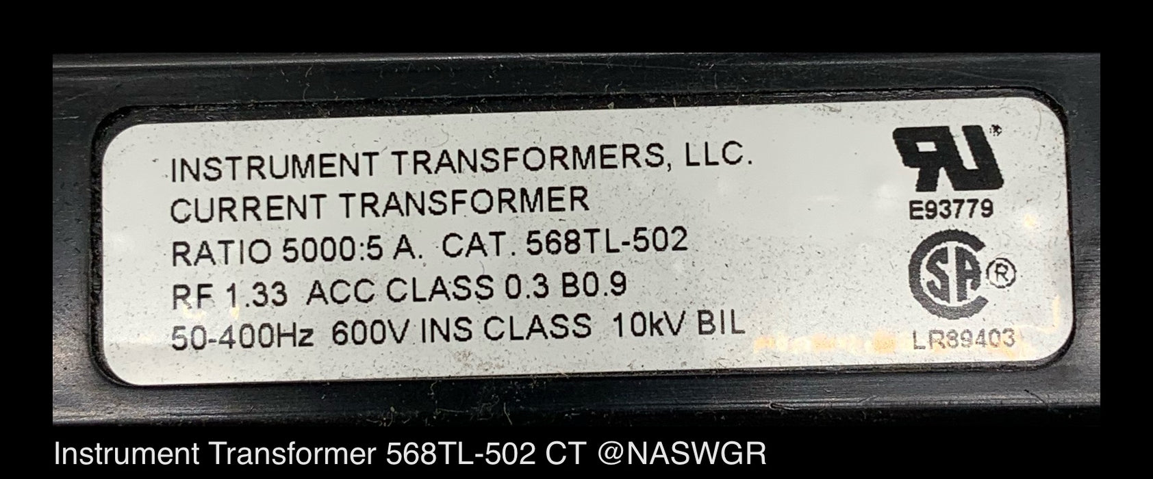 Instrument Transformer 568TL-502 Current Transformer ~ 5000:5