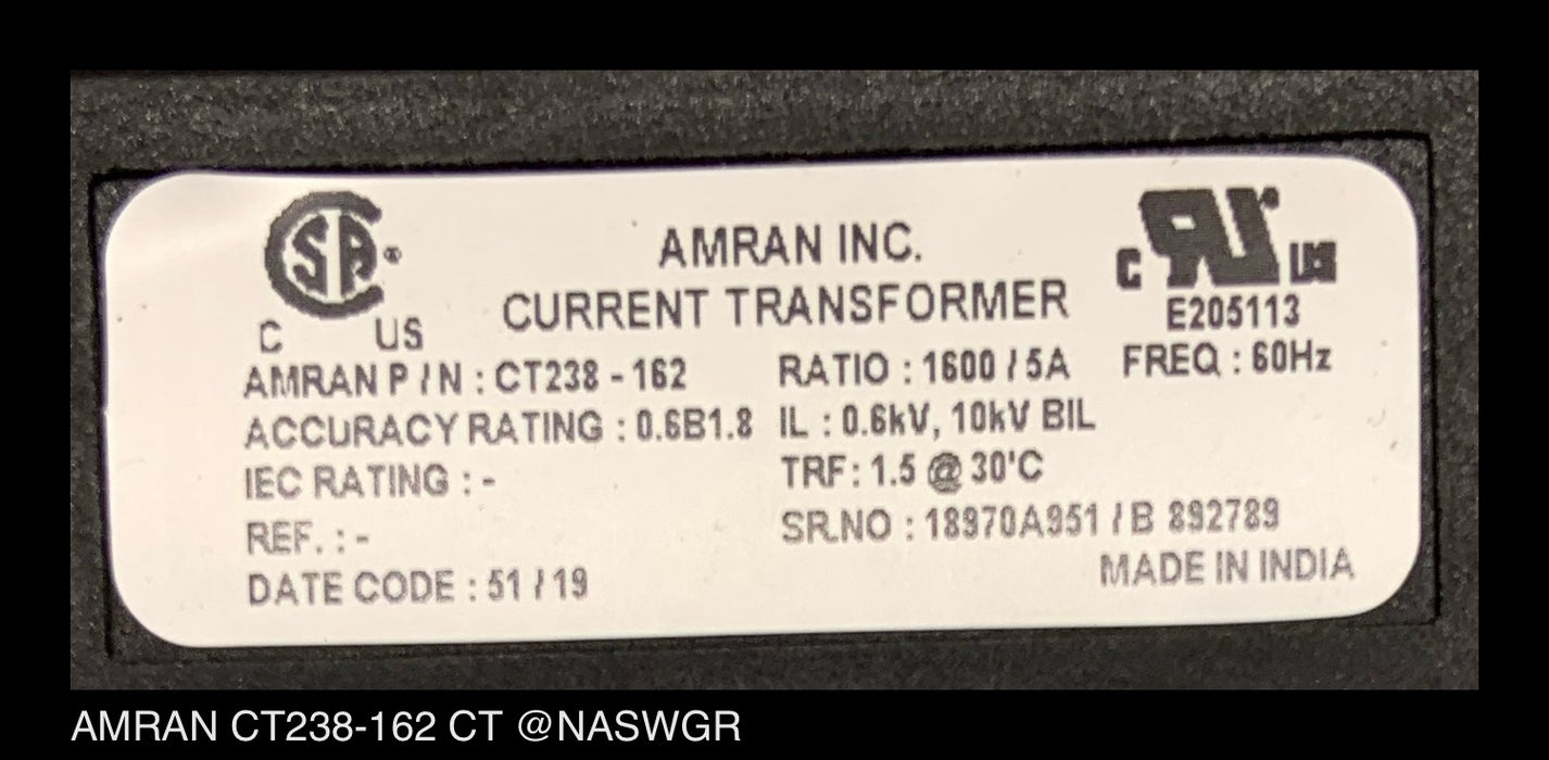 Amran CT238-162 Current Transformer - 1600:5 Amp - Unused