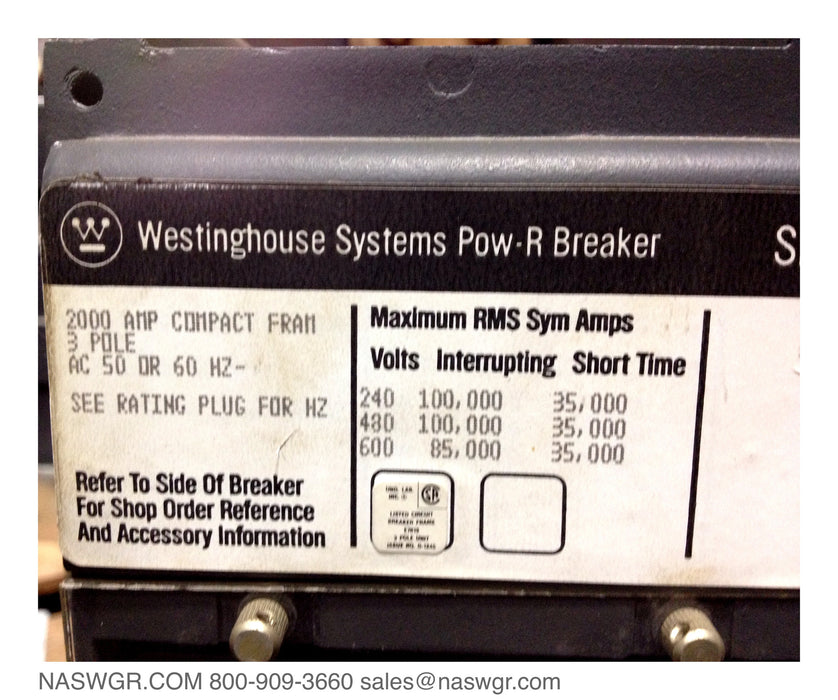 Westinghouse SPB-100 Circuit Breaker ~ 2000 Amp