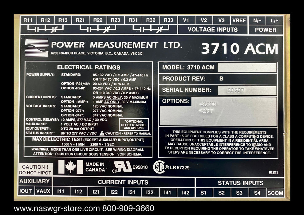 Power Measurement LTD. 3710 ACM ~ 277AC w/ Comms
