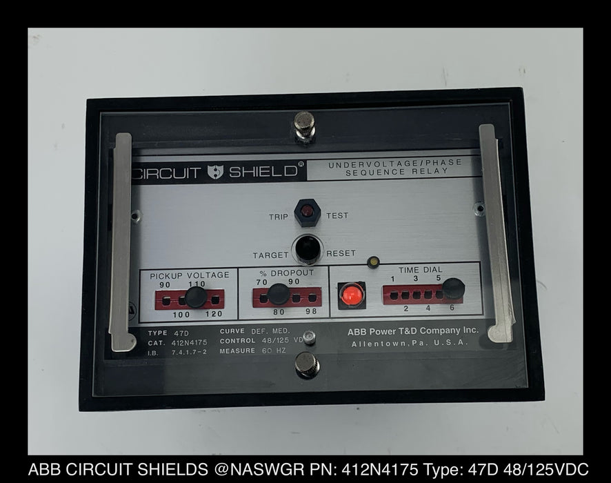 ABB 412N4175 Circuit Shield Undervoltage Phase Sequence Relay — North American Switchgear Store