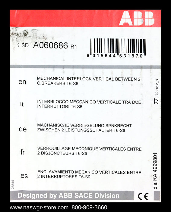 1SDA060686R1 ~ ABB 1SDA060686R1 Mechanical Interlock