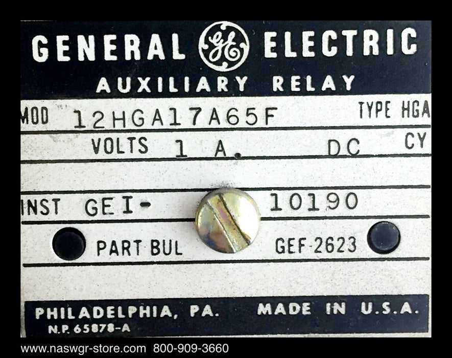 12HGA17A65F ~ General Electric 12HGA17A65F Auxiliary Relay