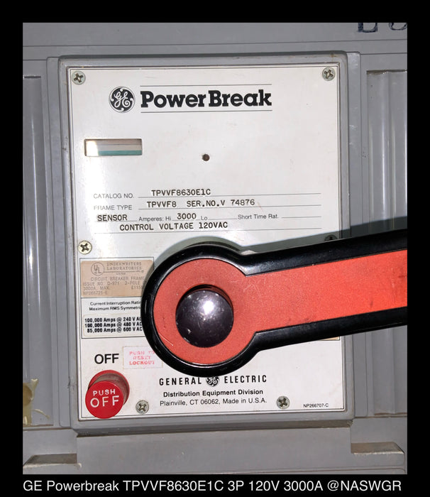GE TPVVF8630E1C Power Break ~ 3000 Amp