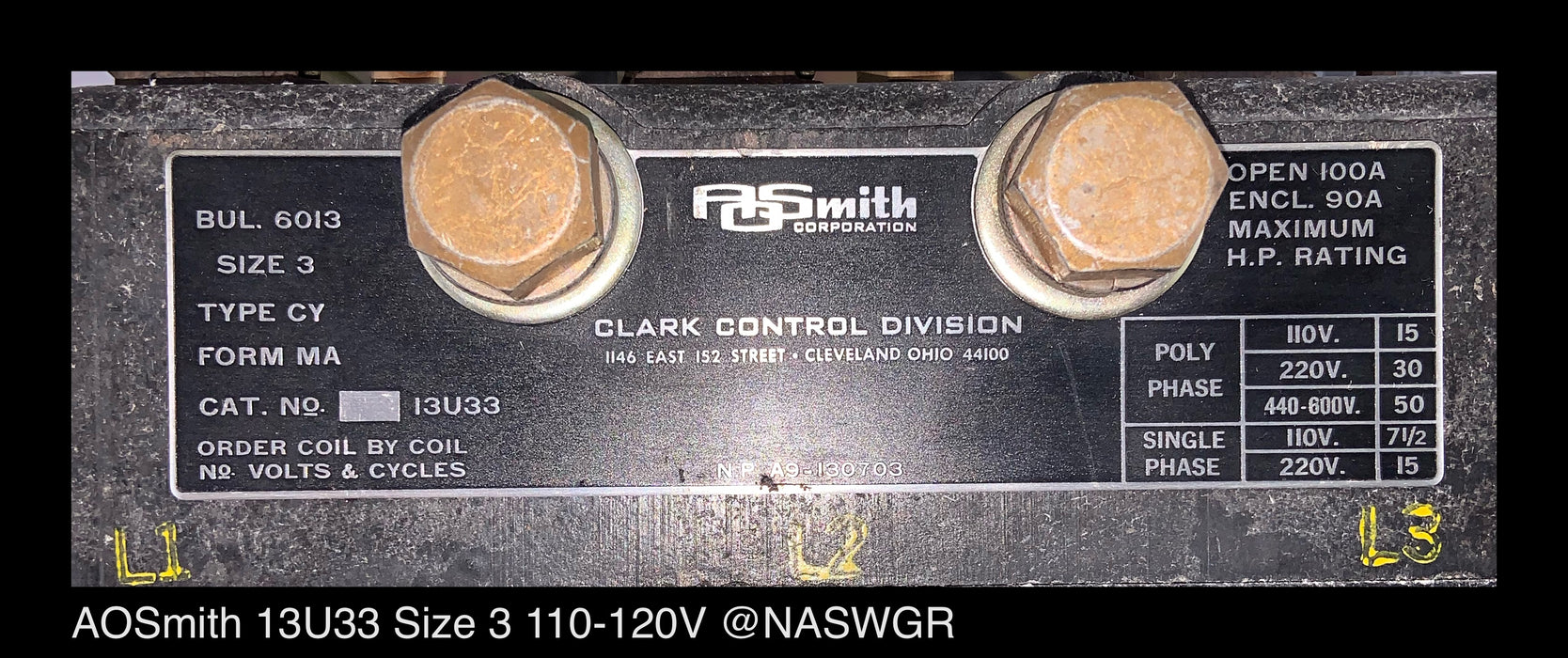 AOSMITH 13U33 Size 3 Starter