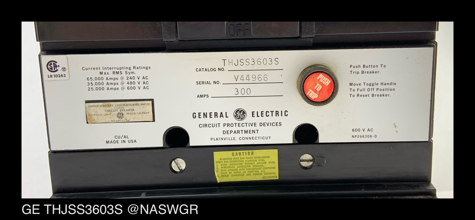 GE THJSS3603S Molded Case Circuit Breaker ~ 300 Amp
