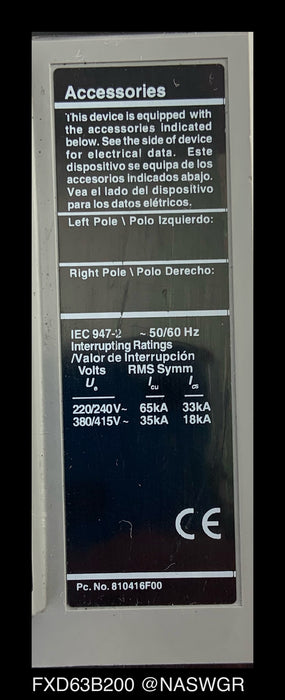 Siemens FXD63B200 Molded Case Circuit Breaker - 200 Amp