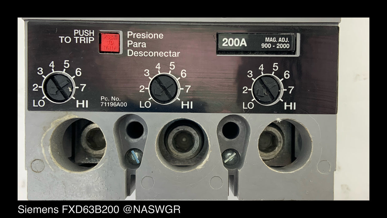 Siemens FXD63B200 Molded Case Circuit Breaker - 200 Amp