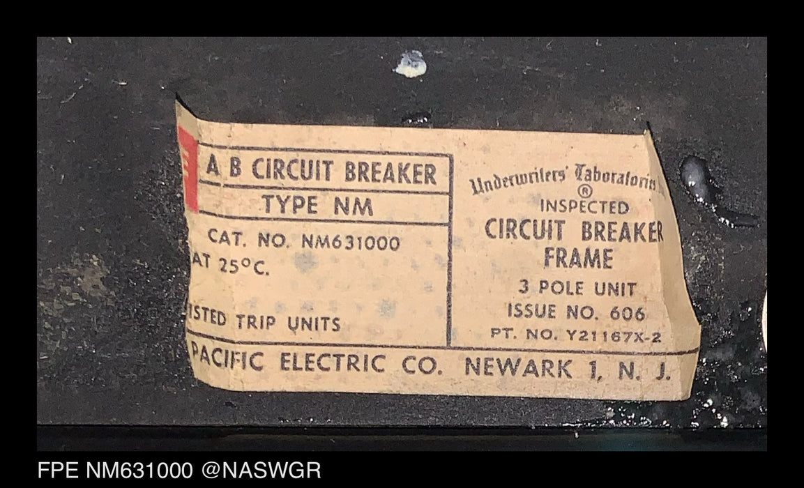 Federal Pacific NM631000 Molded Case Circuit Breaker - 600 Amp
