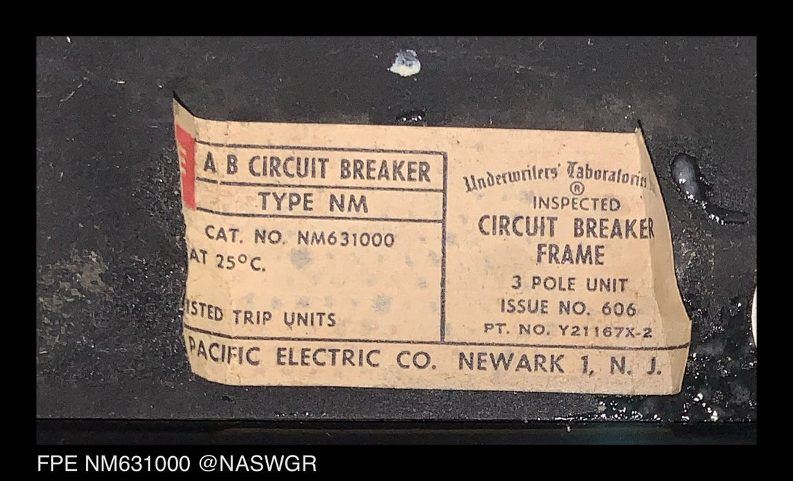 FPE NM631000 Circuit Breaker ~ 600 Amp