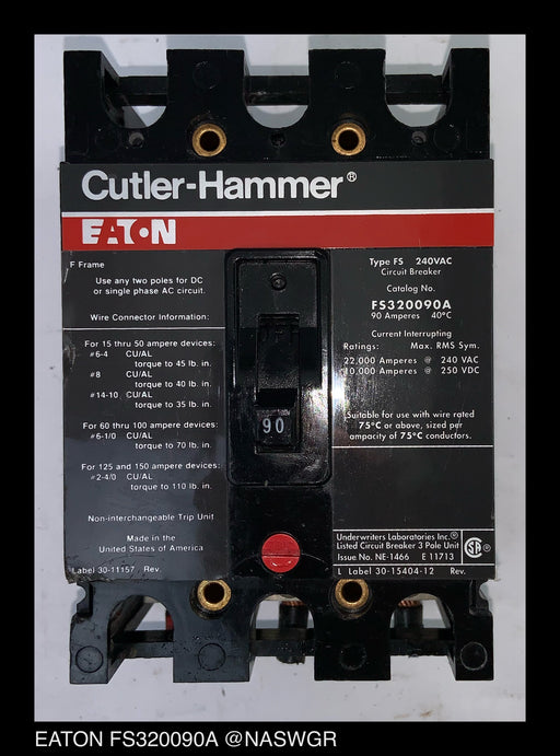 Cutler Hammer FS320090A Molded Case Circuit Breaker ~ 90 Amp