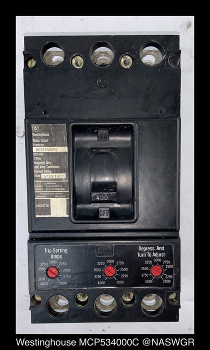 Westinghouse MCP534000C Motor Circuit Protector - 400 Amp