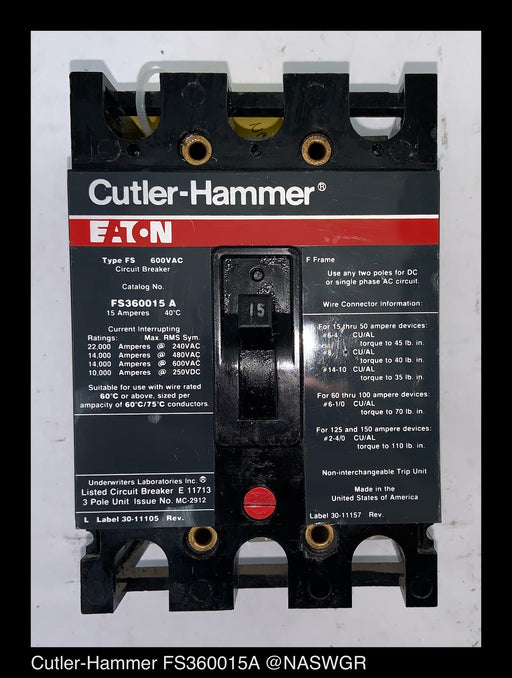 Cutler-Hammer FS360015 A Circuit Breaker