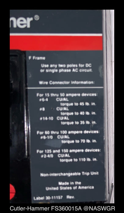 Cutler-Hammer FS360015 A Circuit Breaker