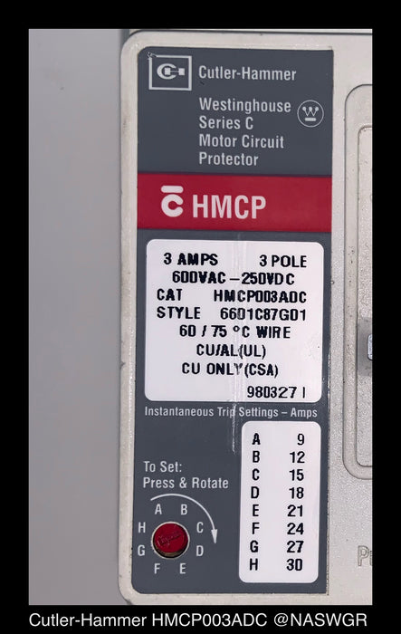Cutler-Hammer HMCP003ADC Motor Circuit Protector