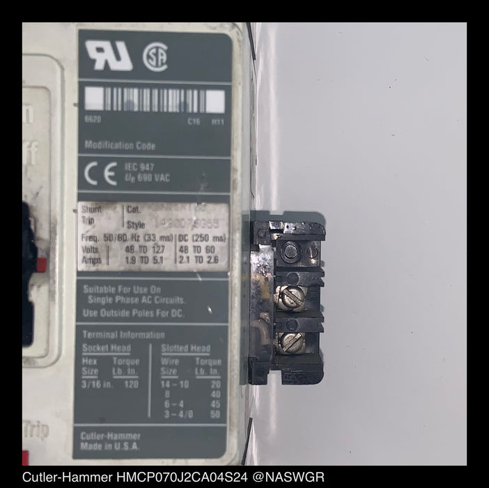 Cutler Hammer HMCP070J2CA04S24 Motor Circuit Protector - 70 Amp