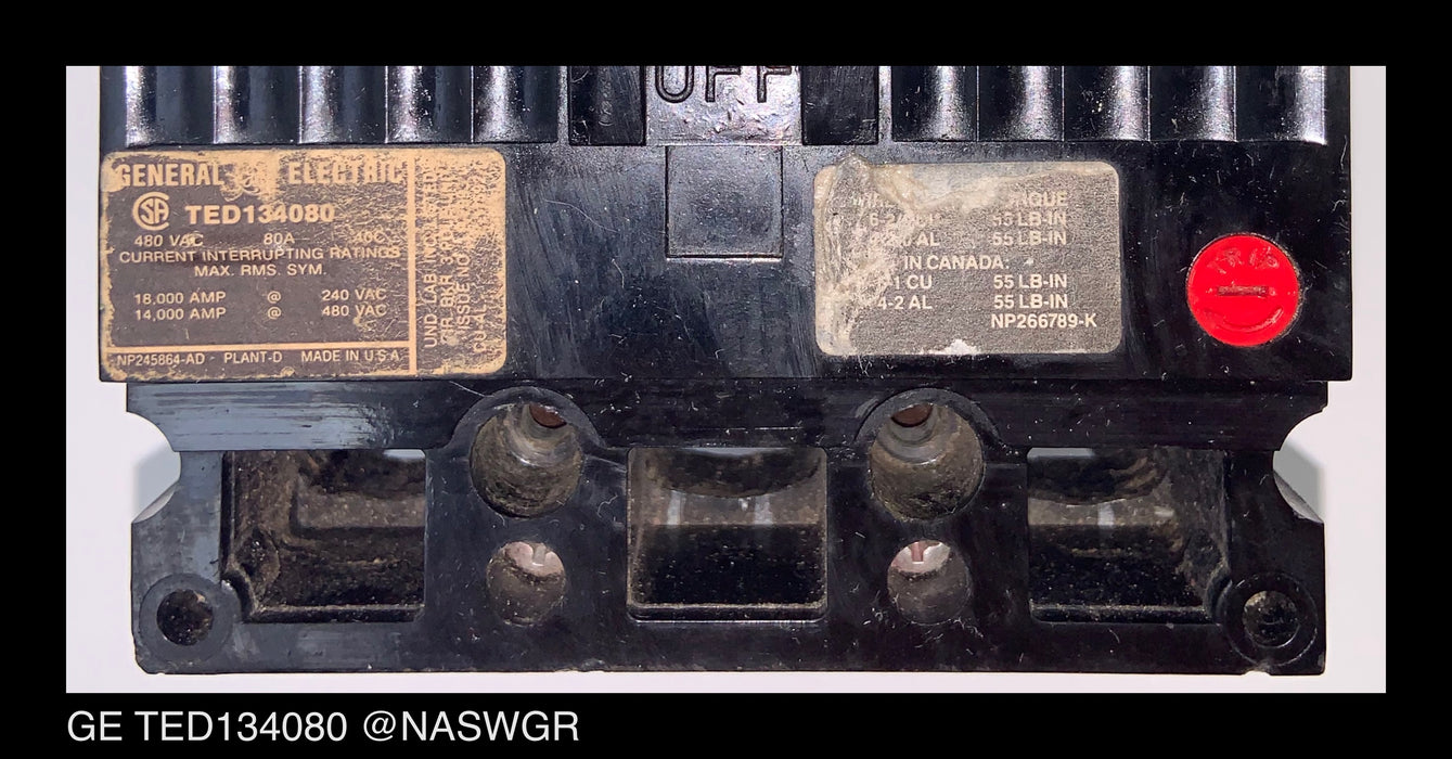 GE TED134080 Circuit Breaker ~ 80 Amp