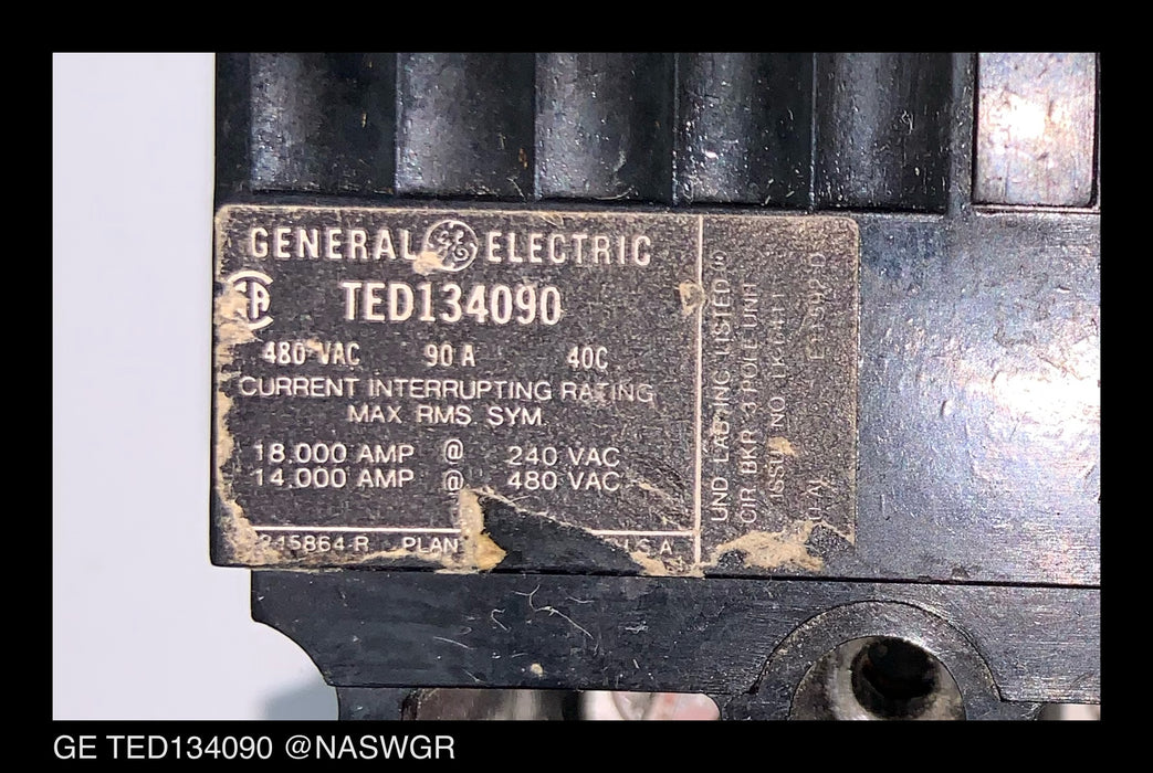 GE TED134090 Circuit Breaker ~ 90 Amp