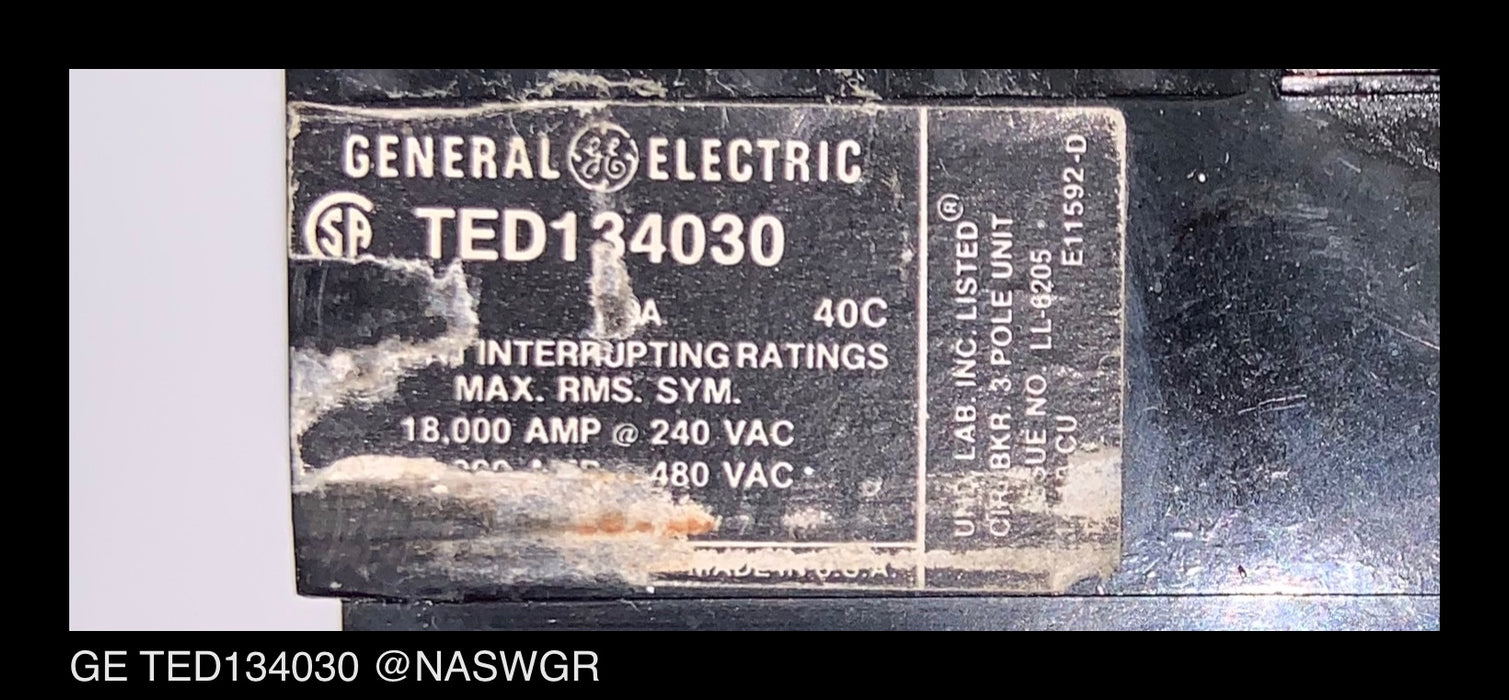 GE TED134030 Circuit Breaker ~ 30 Amp