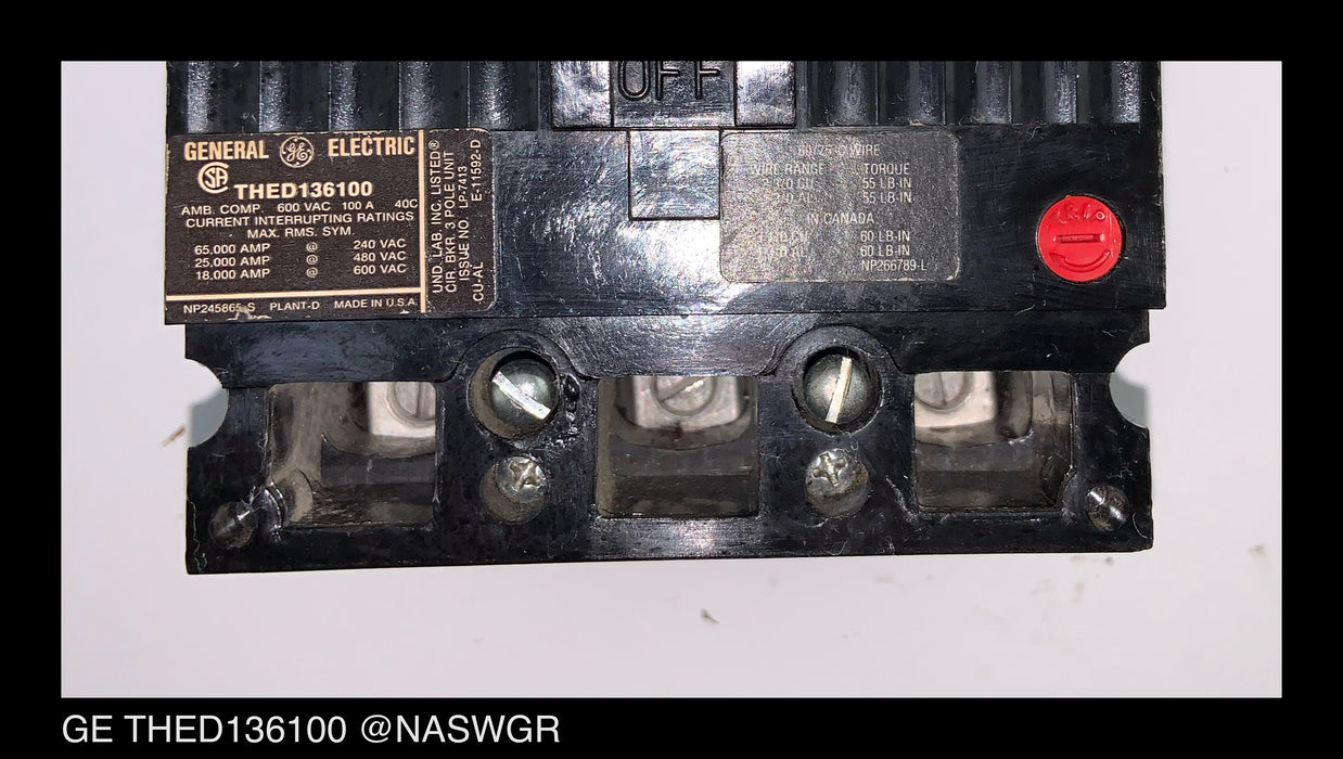 GE THED126100 Circuit Breaker ~ 100 Amp
