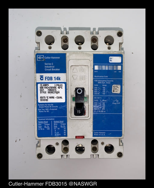 Cutler Hammer / Westinghouse FDB3015 Circuit Breaker ~ 15 Amps