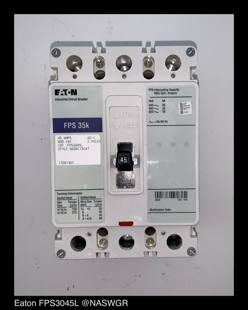 Eaton FPS3045L Molded Case Circuit Breaker - 45 Amp - Unused Surplus