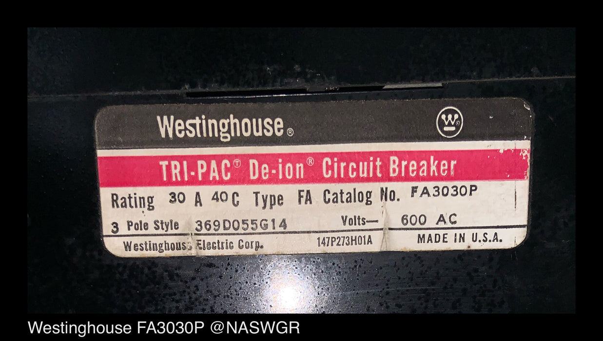 Westinghouse FA3030P Molded Case Circuit Breaker